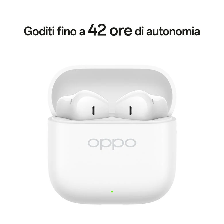 OPPO Enco Buds3 Auricolari True Wireless, 42h di Autonomia, Driver Dinamico da 12.4mm, BT 5.4, Controlli Touch, Cancellazione rumore passiva, Android e iOS, IP55, [Versione Italiana], Bianco