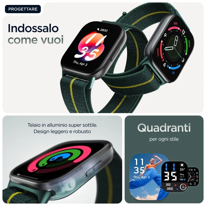 Motorola moto watch fit 4,83 cm (1.9") OLED 44.5 mm Digitale Touch screen Verde, Grigio GPS (satellitare)