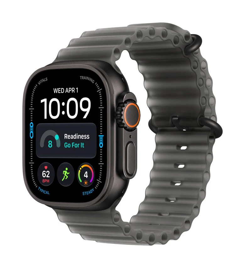 Apple Watch Ultra 4 GPS + Cellular, Cassa 49 mm in titanio nero con cinturino Ocean nero traslucido