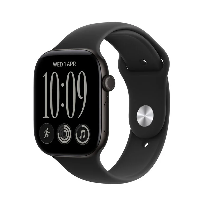 Apple Watch Series 12 GPS, cassa 46 mm in alluminio nero con cinturino Sport nero - M/L
