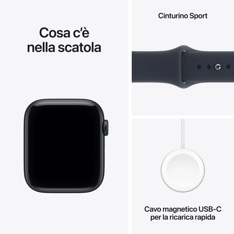 Apple Watch SE (3nd generation) SE 3 GPS, Cassa 44 mm in alluminio mezzanotte con Cinturino Sport blu marino - M/L