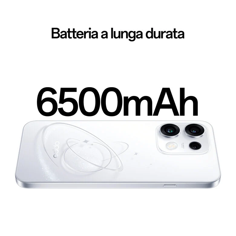 OPPO Reno16 F 5G AI Smartphone, Tripla fotocamera 50+8+50MP, Selfie 50MP, Display 6.57” 120HZ AMOLED FHD+, 6500mAh, RAM 8GB(Esp2GB/4GB/8GB)+ROM 256GB [Versione Italia], Pop White