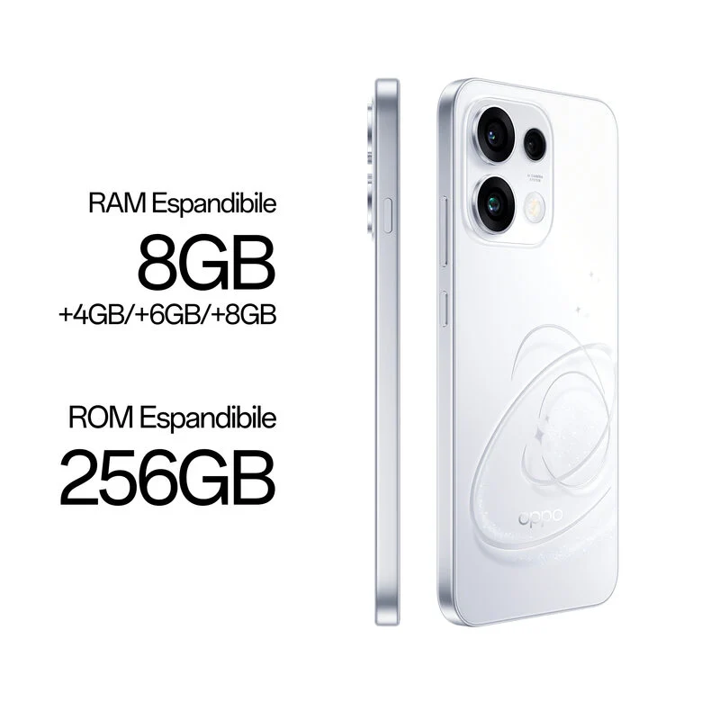 OPPO Reno16 F 5G AI Smartphone, Tripla fotocamera 50+8+50MP, Selfie 50MP, Display 6.57” 120HZ AMOLED FHD+, 6500mAh, RAM 8GB(Esp2GB/4GB/8GB)+ROM 256GB [Versione Italia], Pop White