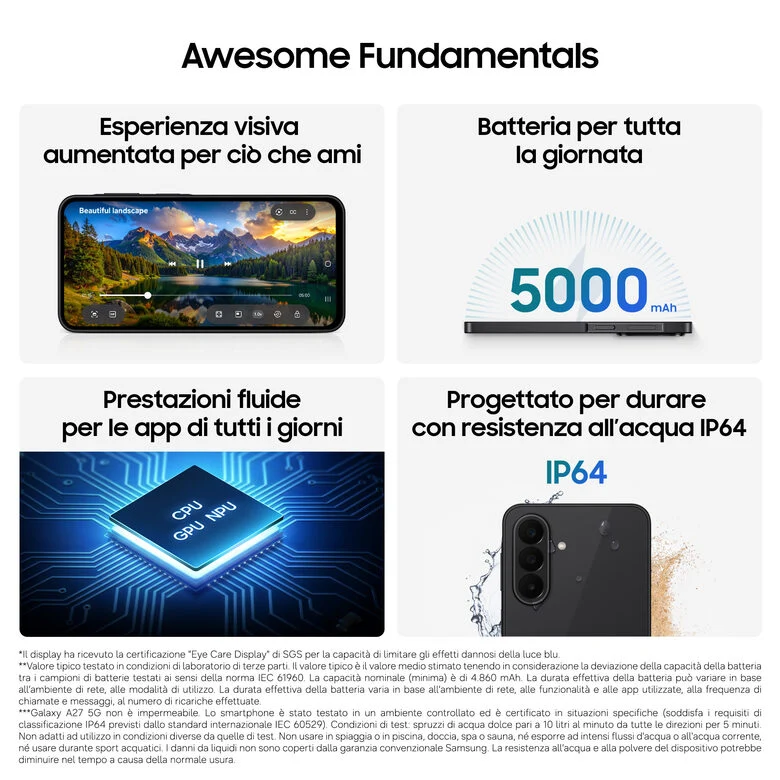 Samsung GALAXY A27 5G 17 cm (6.7") Dual SIM ibrida Android 16.0 USB tipo-C 6 GB 128 GB 5000 mAh Blu