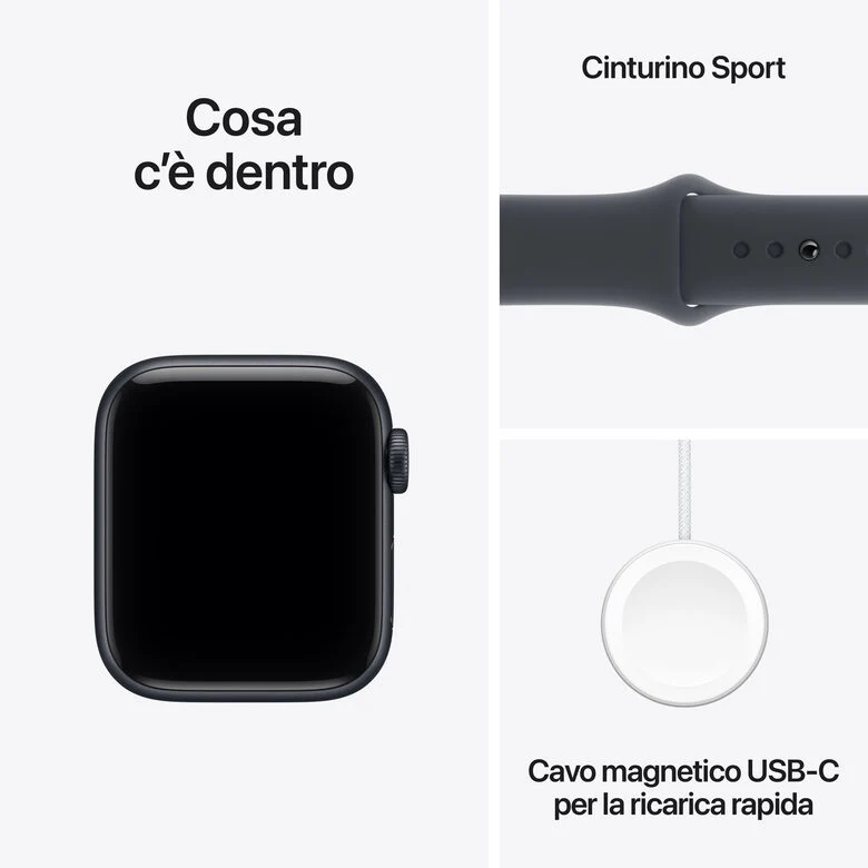 Apple Watch SE (3nd generation) SE 3 GPS + Cellular 40mm Cassa Alluminio Mezzanotte con Sport Band Mezzanotte - M/L