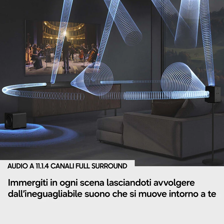 Samsung Soundbar HW-Q990H/XC, Audio 11.1.4 canali, potenza 756W, Active Voice Amplifier Pro, Auto AV Sync, Bluetooth 5.3, Q-Symphony, Wireless Dolby Atmos, 2026