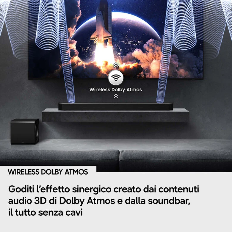 Samsung Soundbar HW-Q990H/XC, Audio 11.1.4 canali, potenza 756W, Active Voice Amplifier Pro, Auto AV Sync, Bluetooth 5.3, Q-Symphony, Wireless Dolby Atmos, 2026