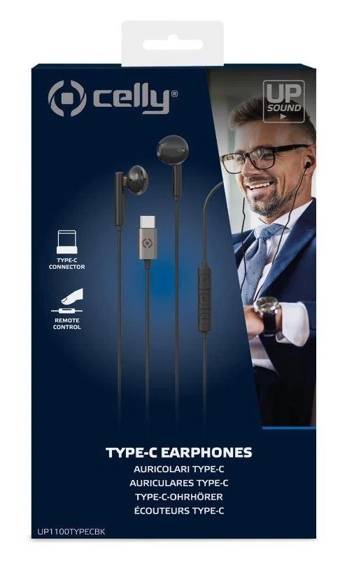 CELLY EARPHONES UP1100 TYPEC BLACK