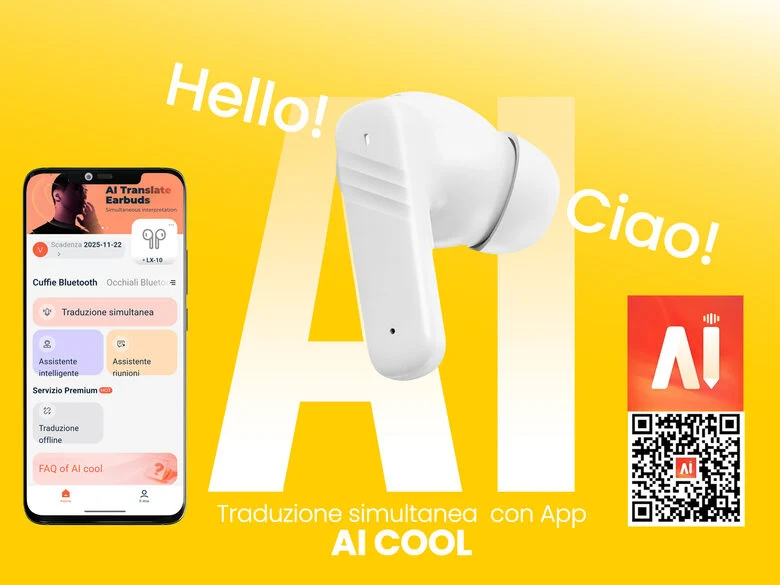 Trevi Cuffie con Traduzione Simultanea AI e Display Touch Screen EAR 100 AID Nero