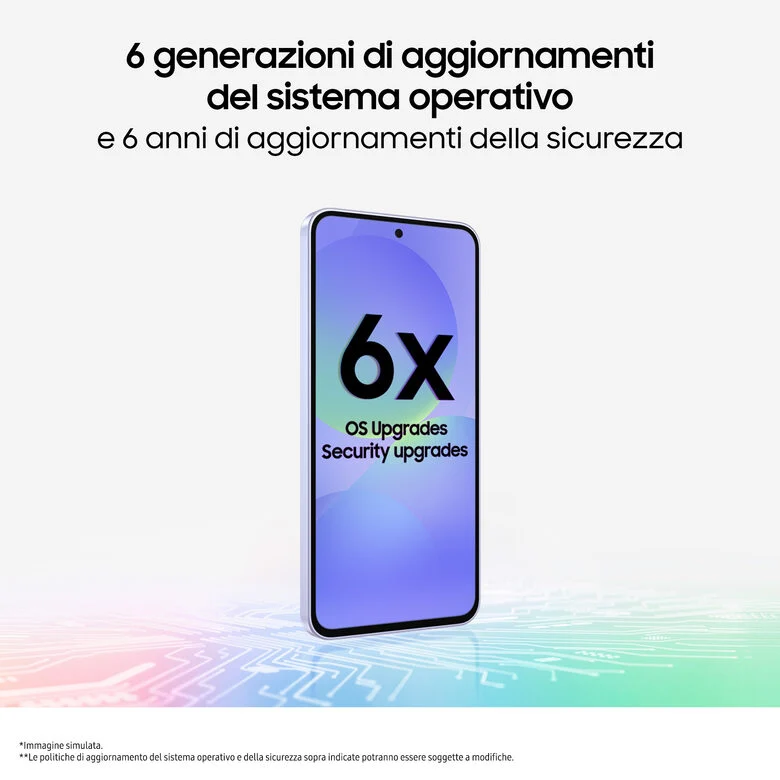 Samsung Galaxy A36 5G, Smartphone con Funzioni intelligenti, Display Super AMOLED 6.7”, 6GB RAM, 128GB, Camera 50MP, Batteria 5.000 mAh, IP67, Awesome Lavender