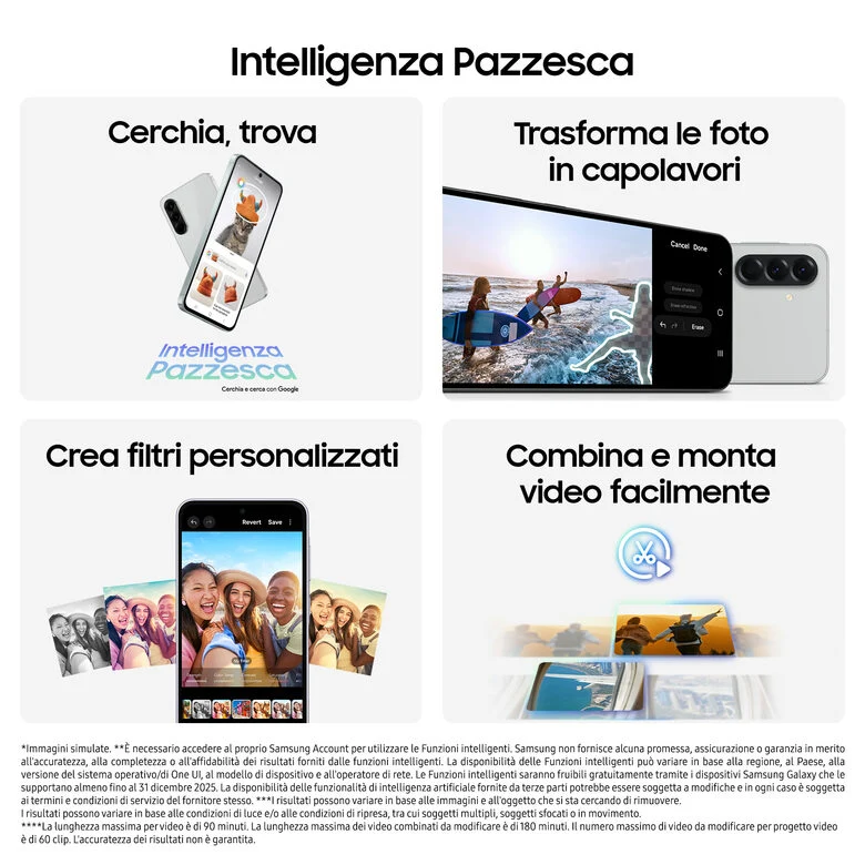 Samsung Galaxy A56 5G, Smartphone con Funzioni intelligenti, Display Super AMOLED 6.7”, 8GB RAM, 128GB, Camera 50MP, Batteria 5.000 mAh, IP67, Awesome Graphite
