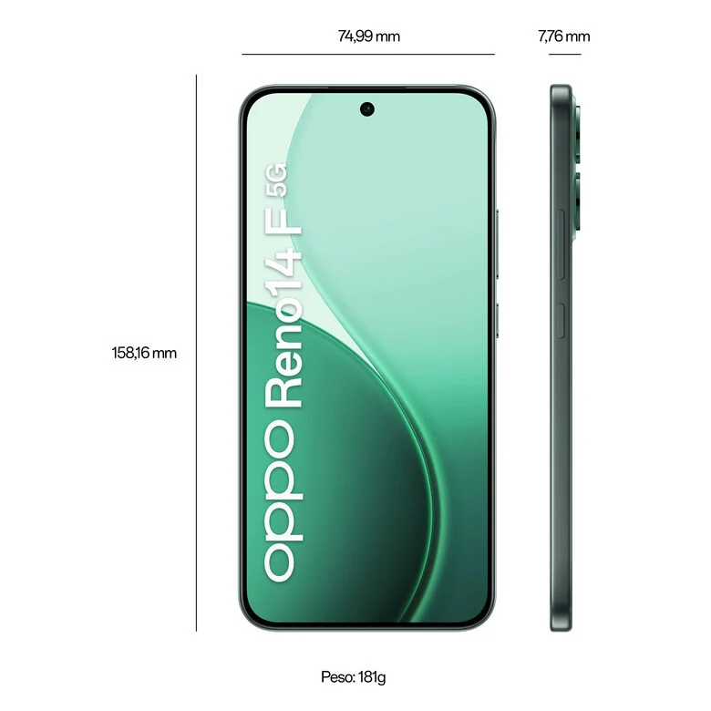 OPPO 14 F 5G Reno14 F Smartphone 5G 16,7 cm (6.57") Doppia SIM Android 15 USB tipo-C 8 GB 256 GB 6000 mAh Verde
