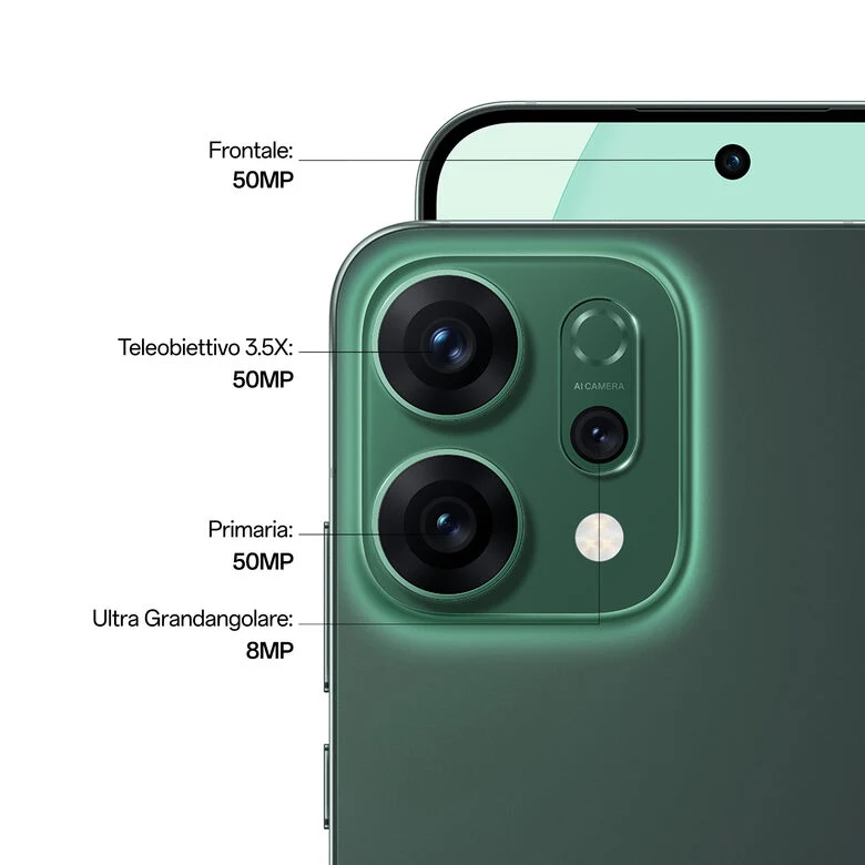 OPPO 14 5G Reno14 Smartphone 5G 16,7 cm (6.59") Doppia SIM Android 15 USB tipo-C 12 GB 512 GB 6000 mAh Verde