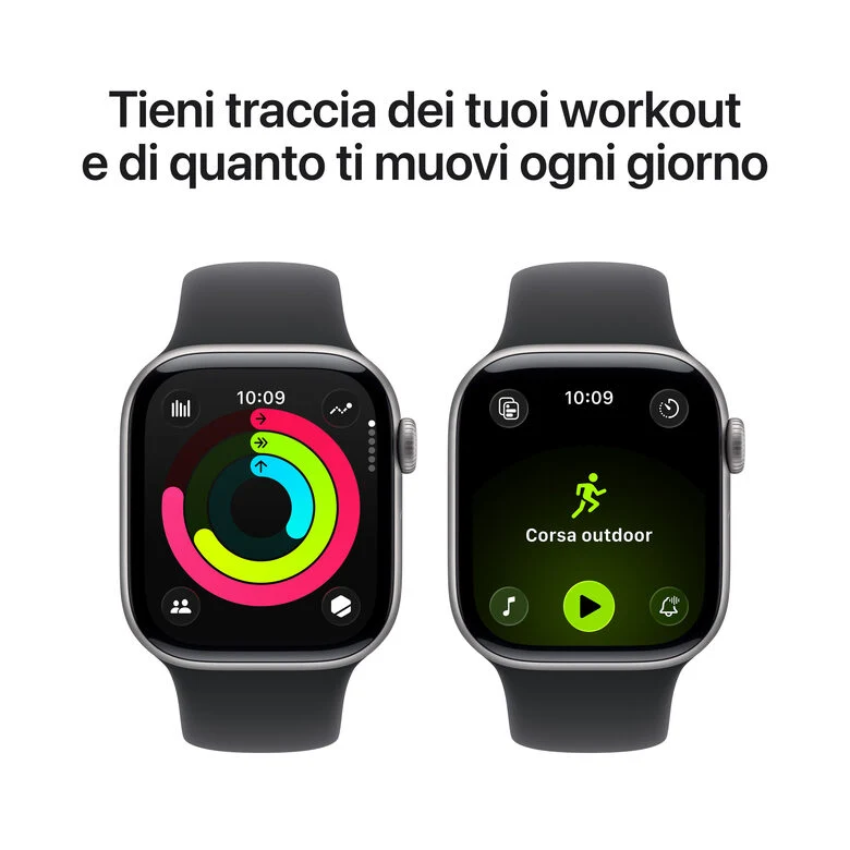 Apple Watch Series 11 GPS 42mm Cassa Alluminio Grigio Siderale con Sport Band Nero - M/L