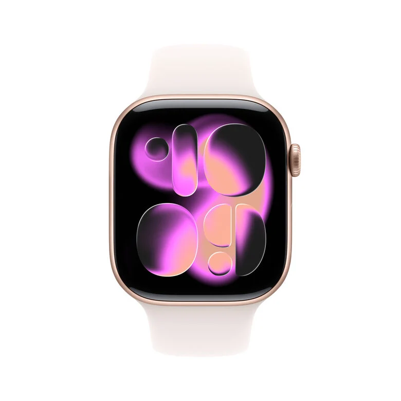 Apple Watch Series 11 GPS 46mm Smartwatch Cassa Alluminio Oro Rosa con Band Rosa Fard - M/L