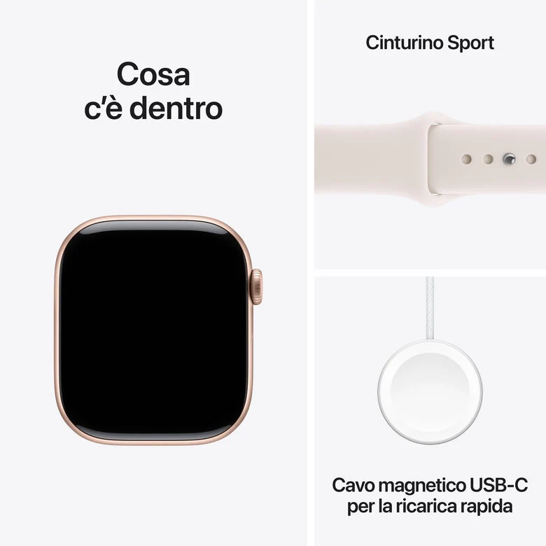 Apple Watch Series 11 GPS 46mm Smartwatch Cassa Alluminio Oro Rosa con Band Rosa Fard - M/L