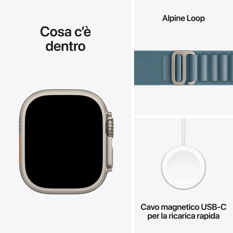 Apple Watch Ultra 3 GPS + Cellular 49mm Cassa Titanio con Alpine Loop Blu Chiaro - Medium