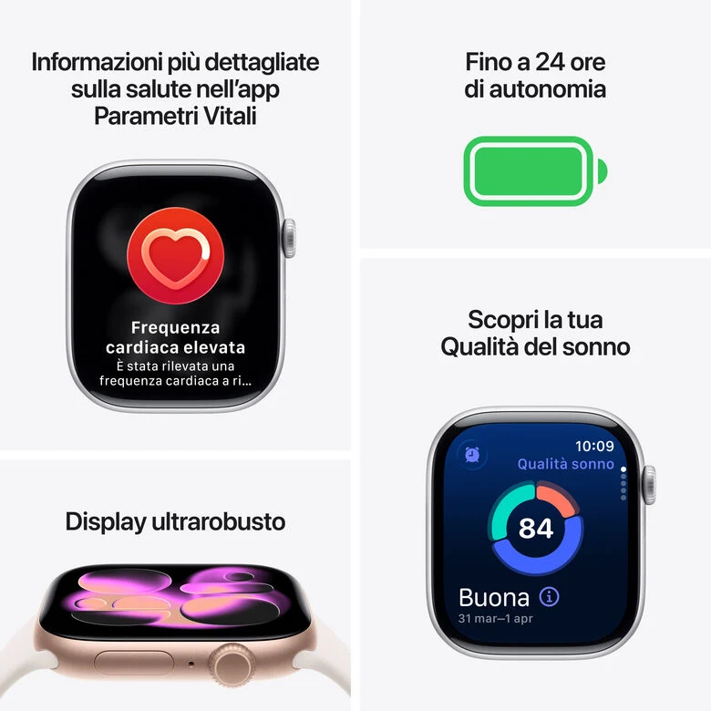 Apple Watch Series 11 GPS 42mm Cassa Alluminio Jet Black con Sport Band Nero - M/L