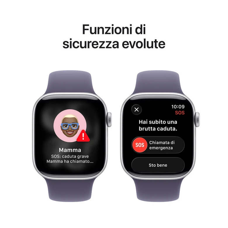 Apple Watch Series 11 GPS 42mm Cassa Alluminio Argento con Sport Band Viola Nebbia - S/M