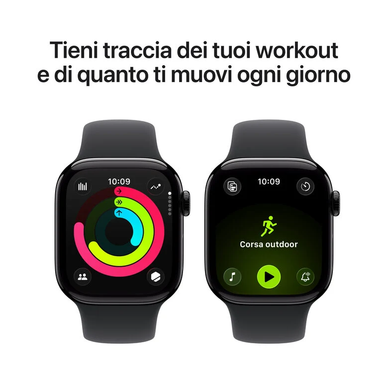 Apple Watch Series 11 GPS 42mm Cassa Alluminio Jet Black con Sport Band Nero - M/L