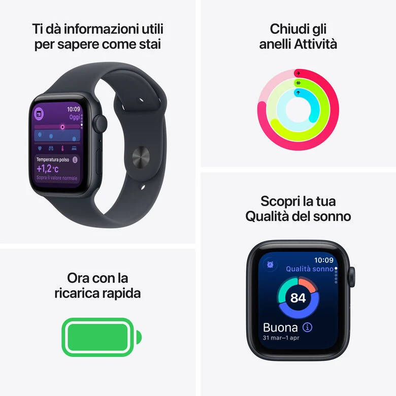 Apple Watch SE (3nd generation) SE 3 GPS 40mm Cassa Alluminio Galassia con Sport Band Galassia - S/M