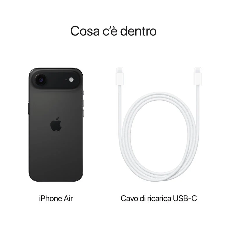 Apple iPhone Air 1 TB, display 6,5" fotocamera frontale Center Stage, Nero siderale