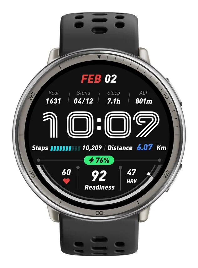 Amazfit Active 2 Round Premium secondo cinturino rosso in silicone Vetro zaffiro con display AMOLED Pagamento contactless Durata della batteria fino a 10 giorni 5 sistemi satellitari & mappe