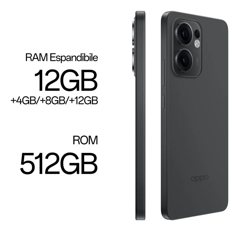 OPPO Reno13 FS 5G AI Smartphone, Tripla fotocamera 50+8+2MP, Selfie 32MP, Display 6.67” 120HZ AMOLED FHD+, 5800mAh, RAM 12GB(Esp4GB/8GB/12GB)+ROM 512GB, [Versione Italia], Graphite Grey