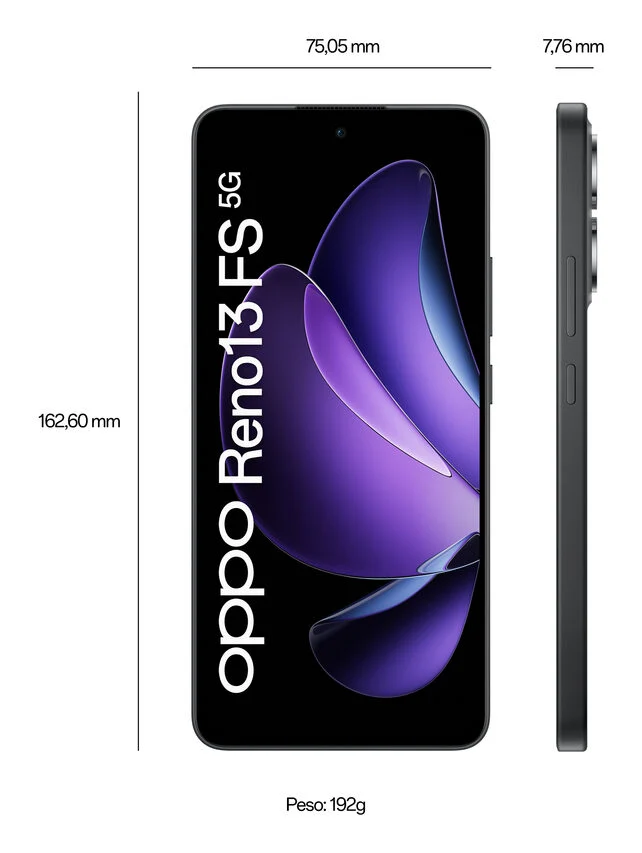 OPPO Reno13 FS 5G AI Smartphone, Tripla fotocamera 50+8+2MP, Selfie 32MP, Display 6.67” 120HZ AMOLED FHD+, 5800mAh, RAM 12GB(Esp4GB/8GB/12GB)+ROM 512GB, [Versione Italia], Graphite Grey