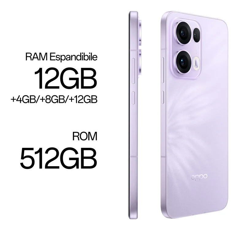 OPPO Reno13 Pro 5G AI Smartphone, Tripla fotocamera 50+50+8MP, Selfie 50MP, Display 6.83” 120HZ AMOLED FHD+, 5800mAh, RAM 12GB(Esp4GB/8GB/12GB)+ROM 512GB, [Versione Italia], Plume Purple