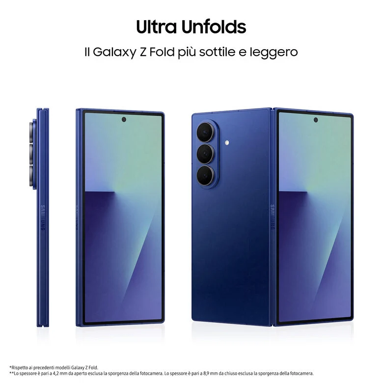 Samsung Galaxy Z Fold7 Smartphone AI, RAM 12GB, 512GB, Display 6,5"/8", Camera 200MP, Batteria a lunga durata, Jetblack