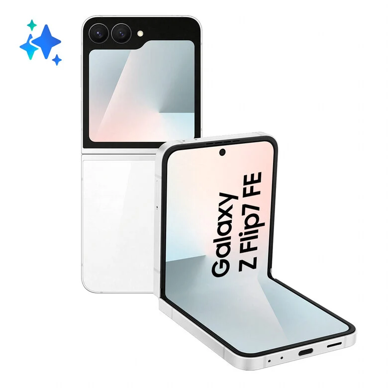 Samsung Galaxy Z Flip7 FE Smartphone AI, RAM 8GB, 256GB, Display 3,4" Super AMOLED/6,7" Dynamic AMOLED 2X, Fotocamera 50MP, White