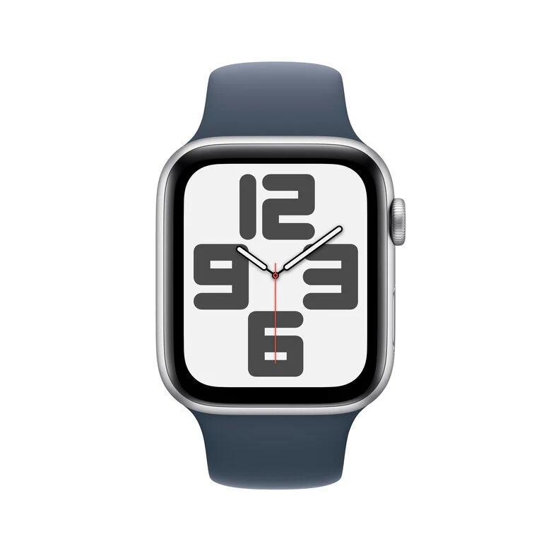 Apple Watch SE GPS + Cellular Cassa 44mm in Alluminio Argento con Cinturino Sport Blu Tempesta - M/L