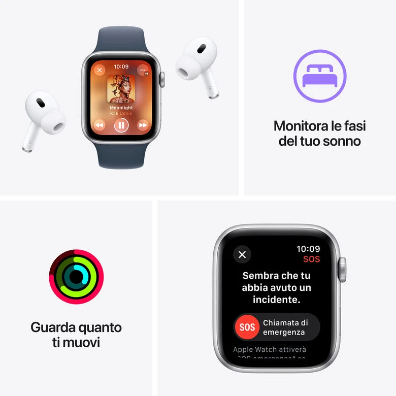 Apple Watch SE GPS + Cellular Cassa 40mm in Alluminio con Cinturino Sport Loop Blu Inverno