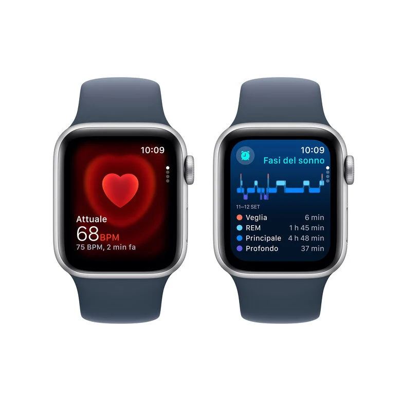 Apple Watch SE GPS + Cellular Cassa 40mm in Alluminio Argento con Cinturino Sport Blu Tempesta - S/M