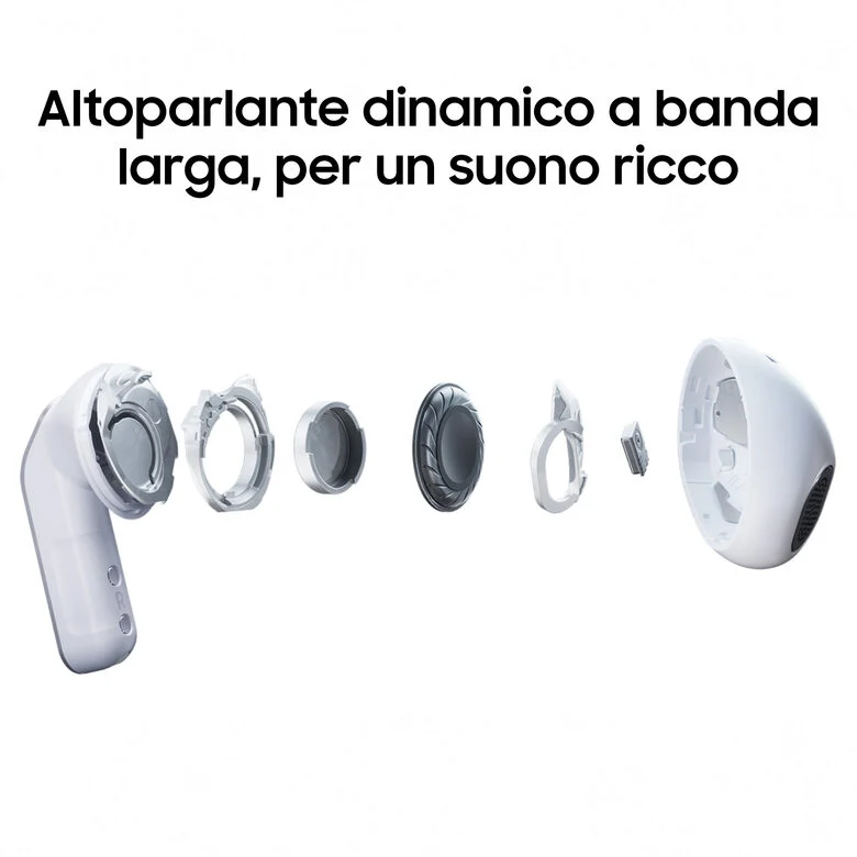 Samsung Galaxy Buds4, Black, Corpo in metallo, Altoparlante a 1 via, equalizzatore adattivo, Chiamate cristalline, Audio a 360°, ANC, Controllo adattivo del rumore Connessione senza interruz