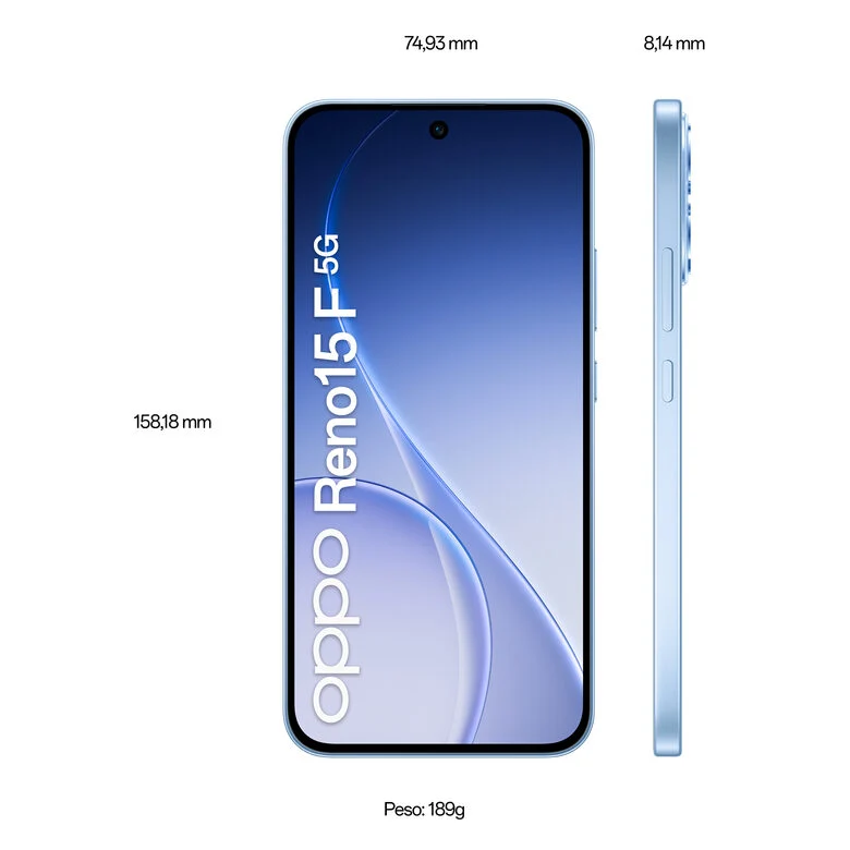 OPPO Reno15 F 5G Smartphone Aurora Blue Box