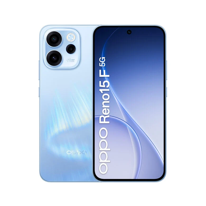 OPPO Reno15 F 5G Smartphone Aurora Blue Box