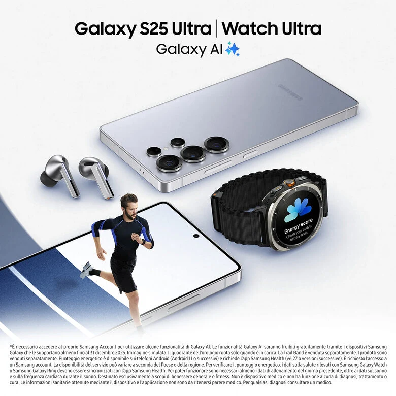 Samsung Galaxy S25 Ultra Smartphone AI, Display 6.9'' QHD+ Dynamic AMOLED 2X, Fotocamera 200MP, RAM 12GB, 256GB, 5.000 mAh, Titanium Silverblue