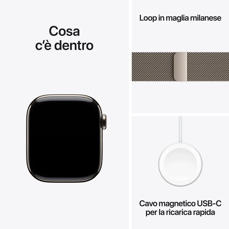 Apple Watch Series 11 GPS + Cellular 42mm Cassa Titanio con Loop in maglia Milanese