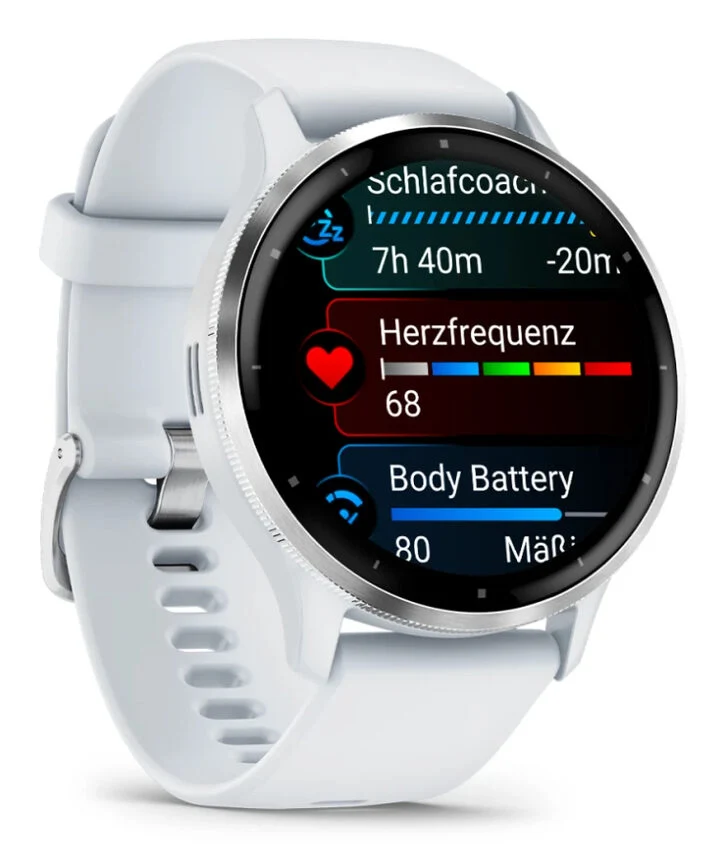 Garmin Venu 3 3,56 cm (1.4") AMOLED 45 mm Digitale 454 x 454 Pixel Touch screen Argento, Bianco Wi-Fi GPS (satellitare)