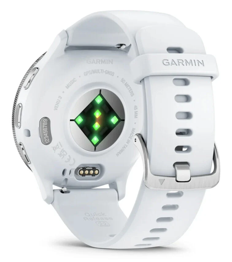 Garmin Venu 3 3,56 cm (1.4") AMOLED 45 mm Digitale 454 x 454 Pixel Touch screen Argento, Bianco Wi-Fi GPS (satellitare)
