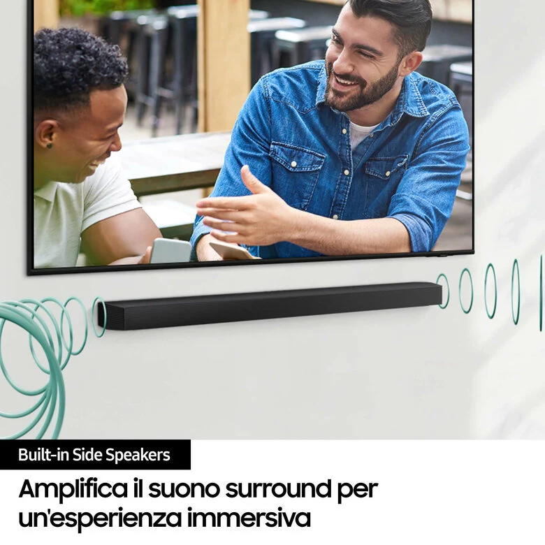 Samsung Soundbar HW-B750D/ZF Serie B, 6 Speaker, Wireless Dolby 5.1ch, Audio a 5.1 Canali, Surround sound expansion, Compatibile con Alexa e Google Assistant Black