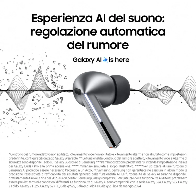 Samsung Galaxy Buds3 Pro Auricolari In-Ear True Wireless Silver