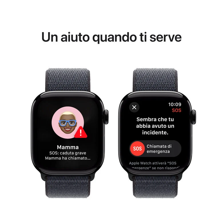 Apple Watch Series 10 Serie 10 GPS + Cellular 42mm Cassa in Alluminio color Jet Black con Sport Loop