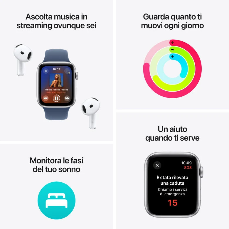 Apple Watch SE GPS + Cellular 40mm Cassa Alluminio Mezzanotte con Mezzanotte Sport Band - M/L