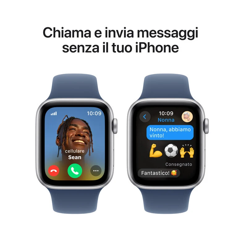 Apple Watch SE GPS + Cellular 44mm Cassa in Alluminio Color Argento con Denim Sport Band - M/L