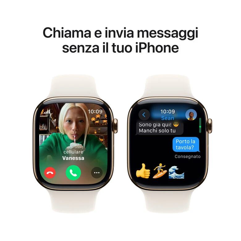 Apple Watch Series 10 Serie 10 GPS + Cellular 46mm Cassa in Titanio color Oro con Galassia Sport Band - S/M