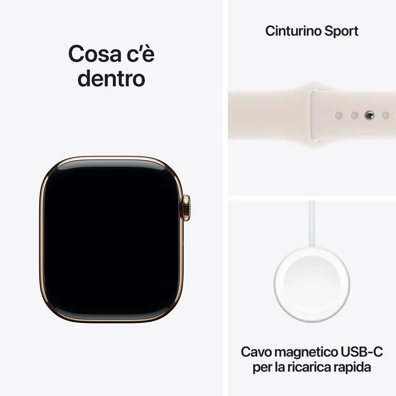 Apple Watch Series 10 Serie 10 GPS + Cellular 46mm Cassa in Titanio color Oro con Galassia Sport Band - S/M