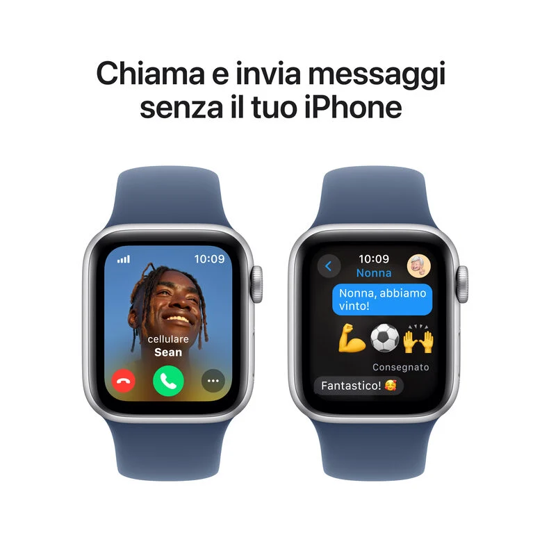 Apple Watch SE GPS + Cellular 40mm Cassa in Alluminio Color Argento con Denim Sport Band - M/L